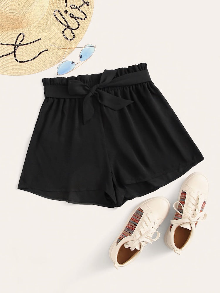 Shorts Con Cintura E Vita A Volant Sovrapposti