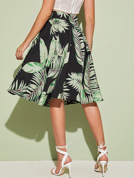 Gonna Svasata Con Fasce E Stampa Tropicale