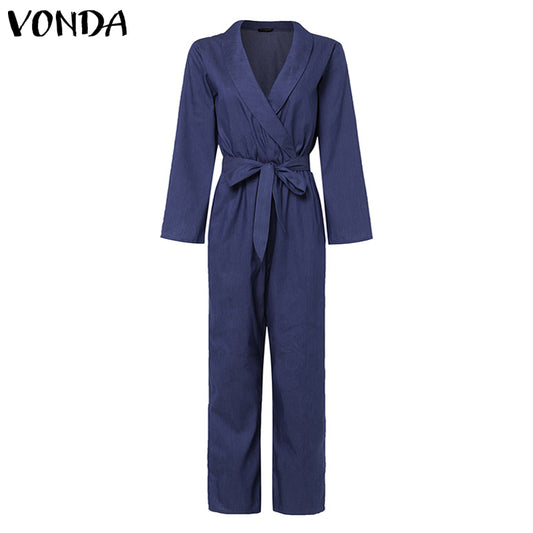 Tuta di jeans con scollo a V profondo