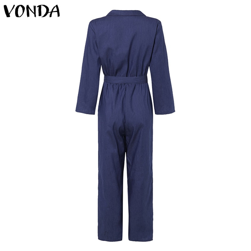Tuta di jeans con scollo a V profondo