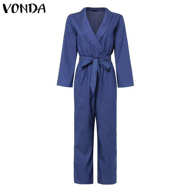 Tuta di jeans con scollo a V profondo