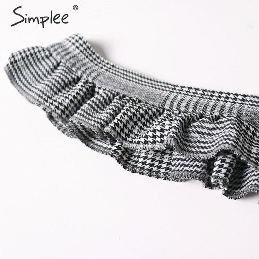 Vestitino con spalline e pied de poule scozzese