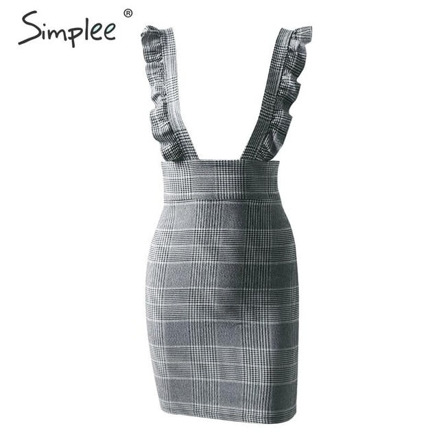 Vestitino con spalline e pied de poule scozzese