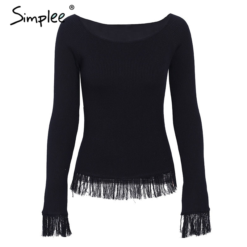 Maglia a maniche lunghe con spalle scoperte e bordi scuciti