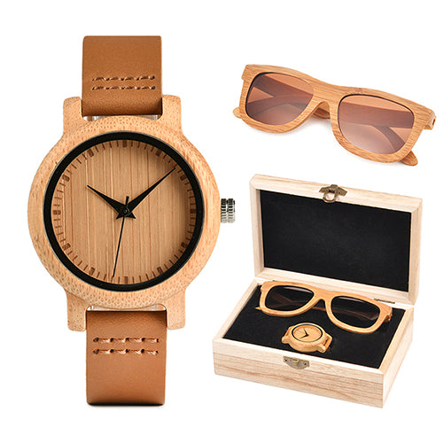 Set Regalo Orologio in legno + Occhiali da sole in legno