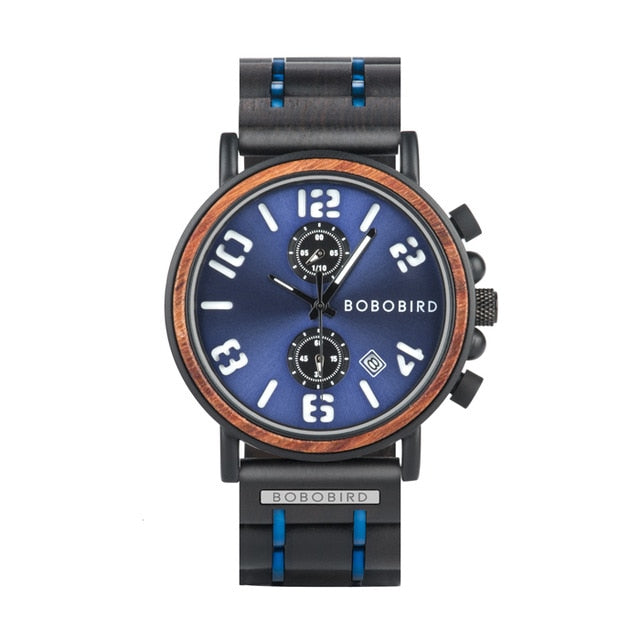 Orologio in legno con sfondo lucido