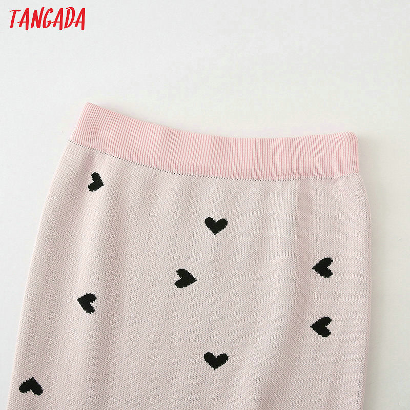 Completo donna con gonna lunga e trama a cuori