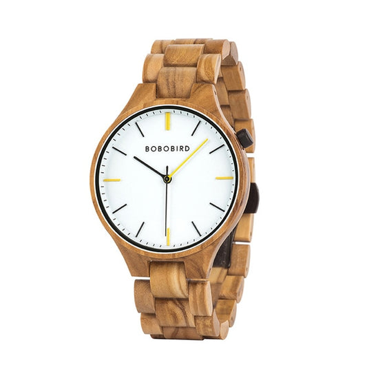 Orologio in legno con dettagli bicolore