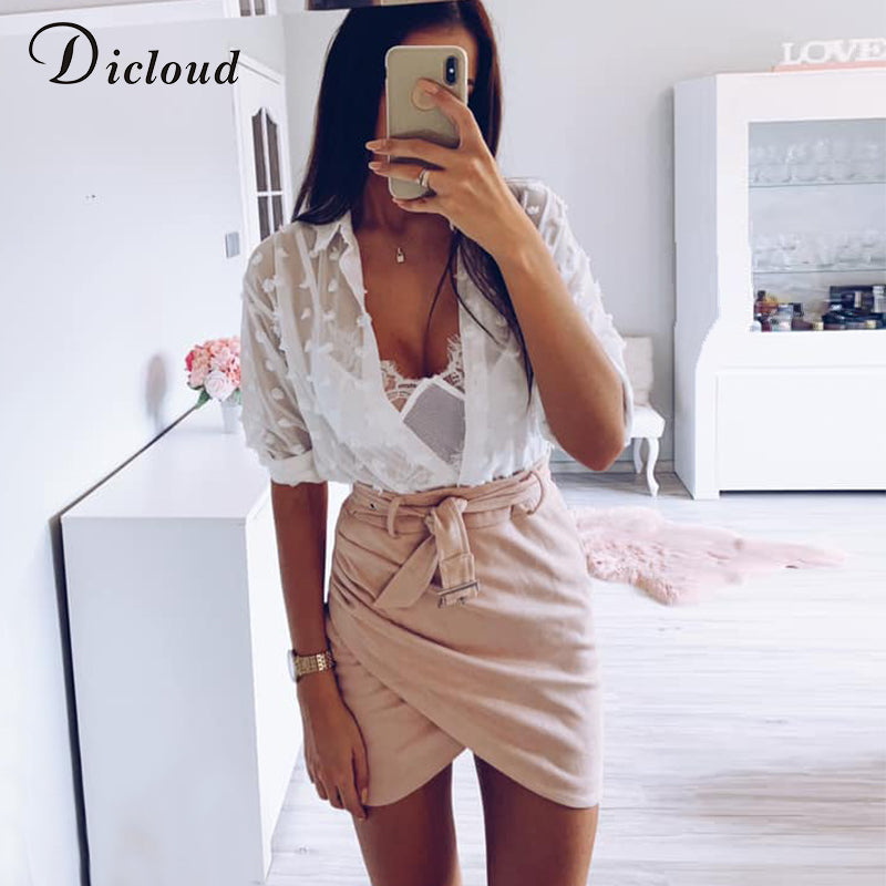 Camicetta semi trasparente a pois