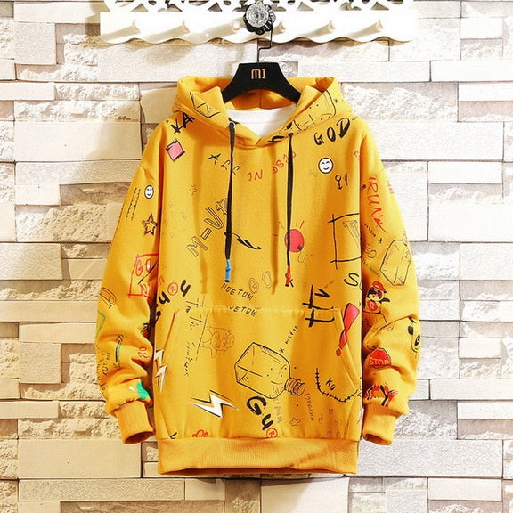 Felpa Hip Hop con stampe e disegni