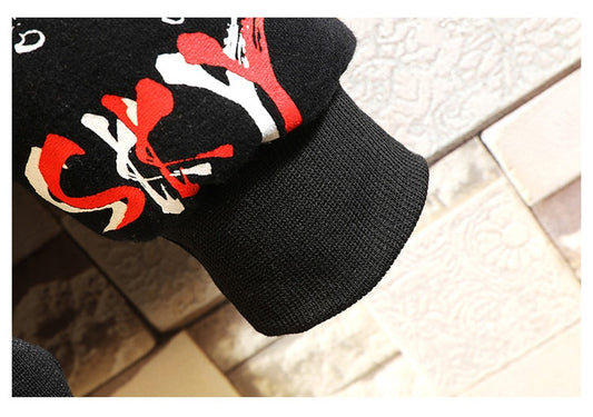 Felpa Hip Hop con stampe e disegni