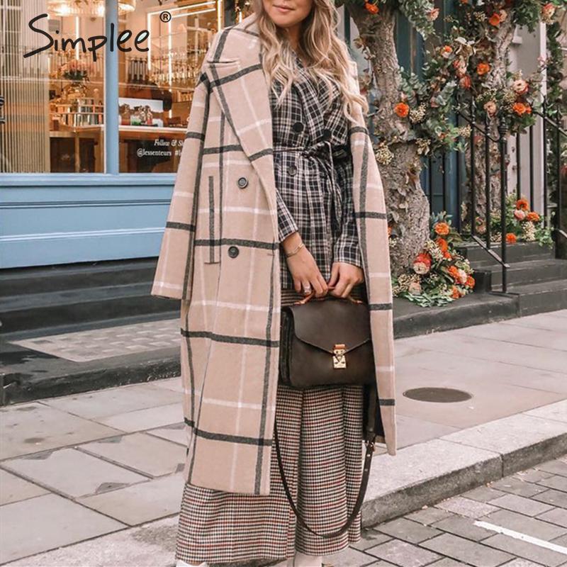 Cappotto Lungo a doppio petto con motivo a quadri