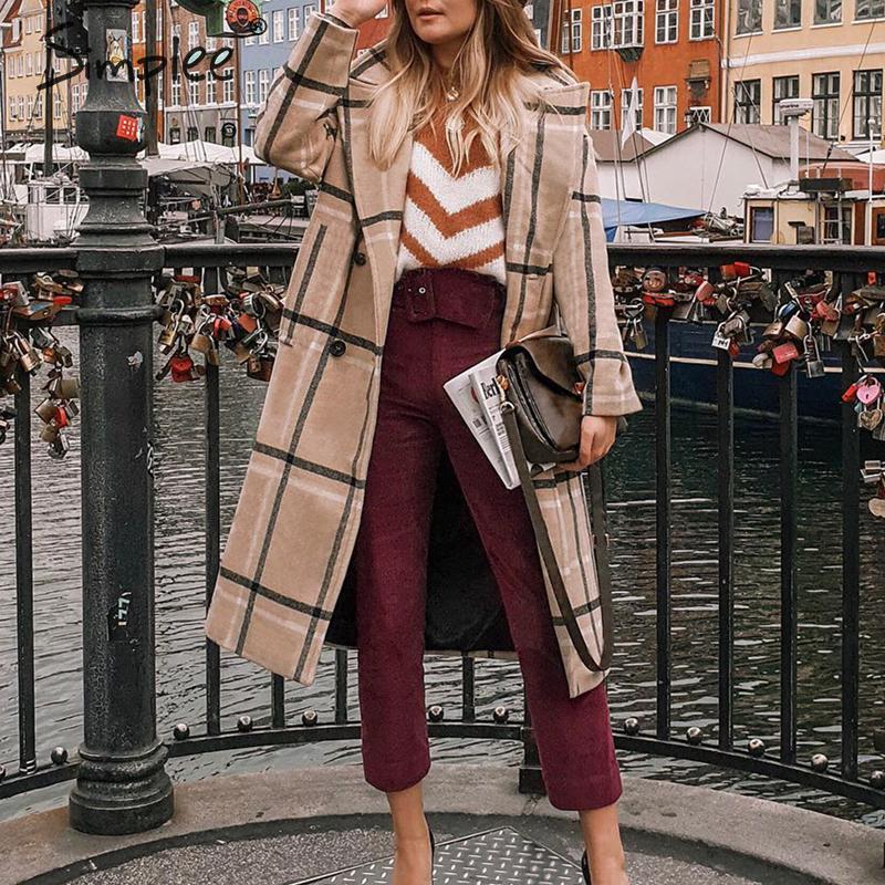 Cappotto Lungo a doppio petto con motivo a quadri