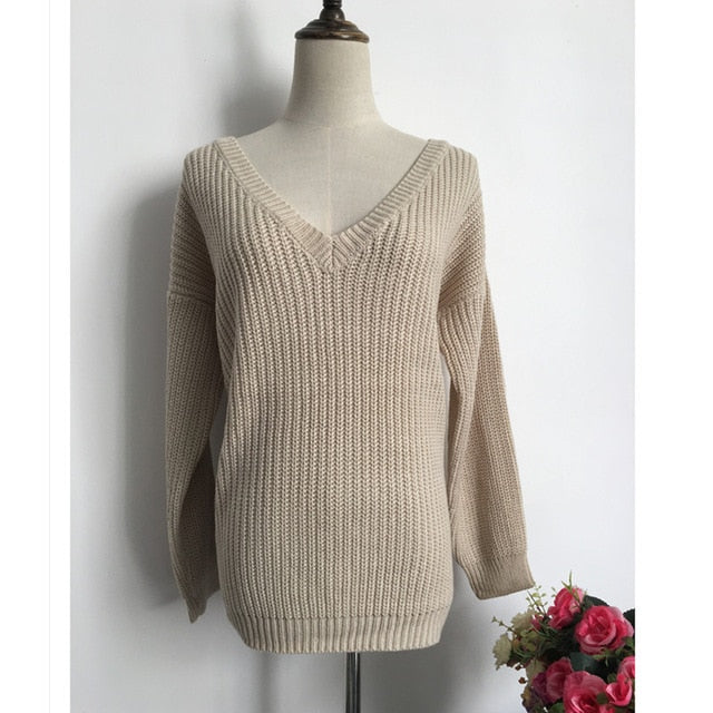 Maglia manica lunga con scollo a V fronte/retro