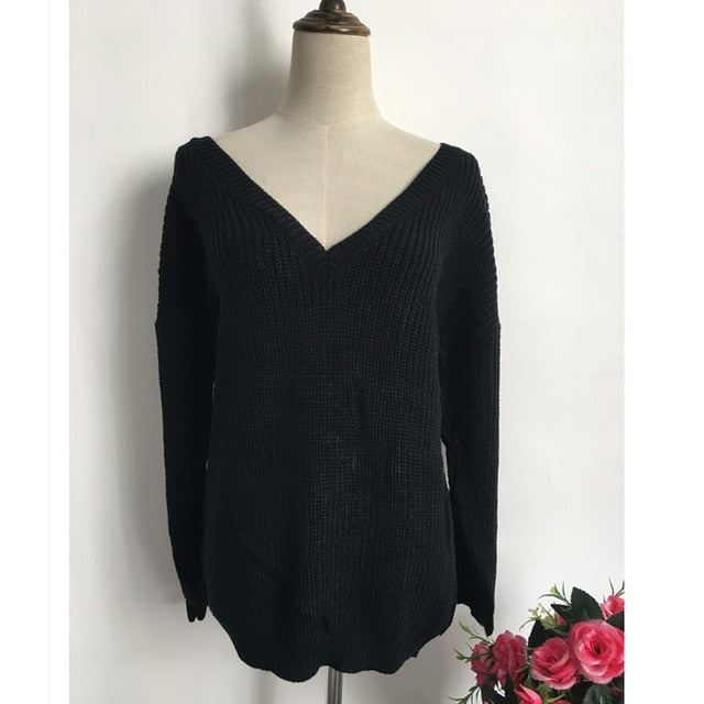 Maglia manica lunga con scollo a V fronte/retro