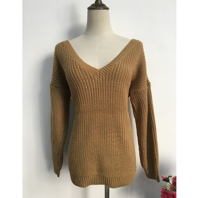 Maglia manica lunga con scollo a V fronte/retro