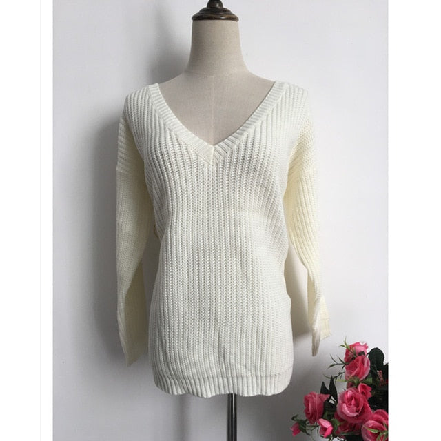 Maglia manica lunga con scollo a V fronte/retro