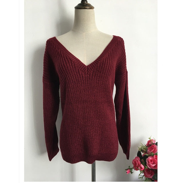 Maglia manica lunga con scollo a V fronte/retro