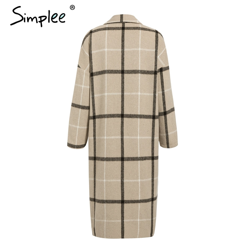 Cappotto Lungo a doppio petto con motivo a quadri