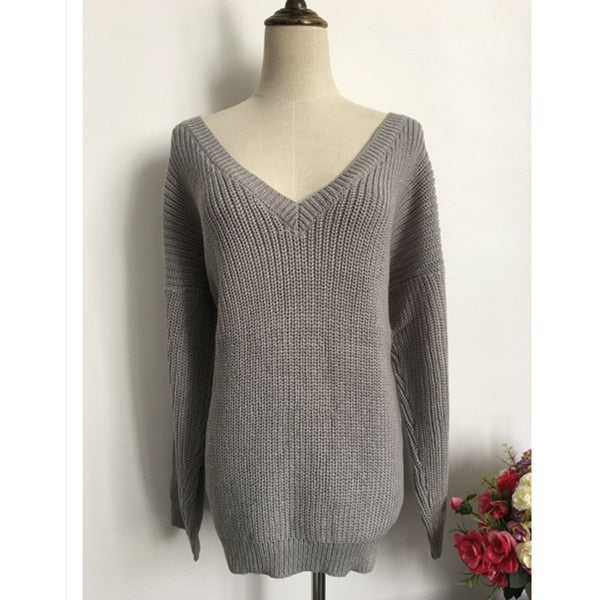 Maglia manica lunga con scollo a V fronte/retro