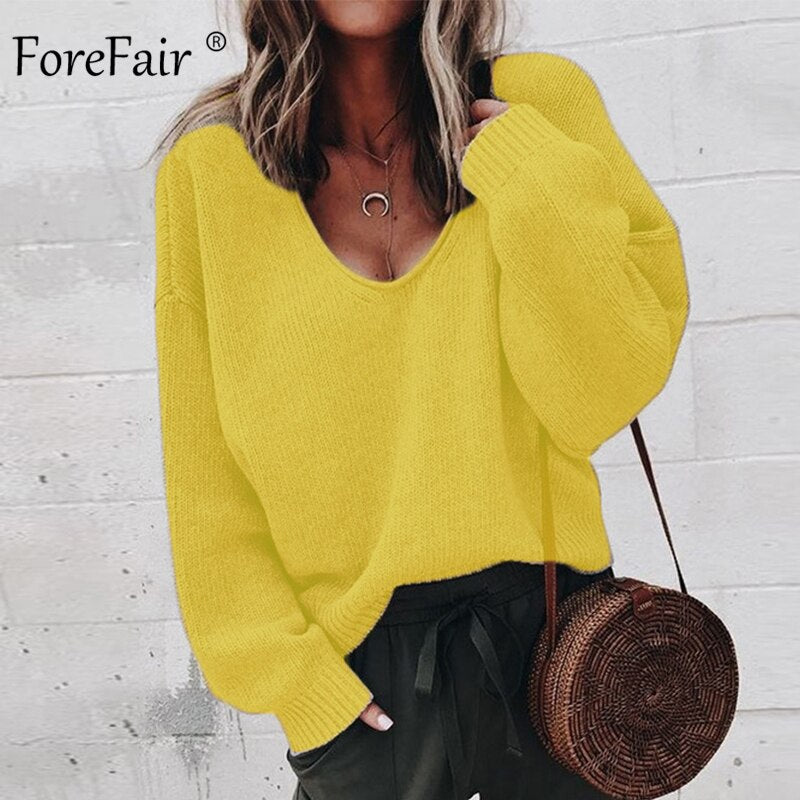 Maglioncino a maniche lunghe con scollo a V oversize