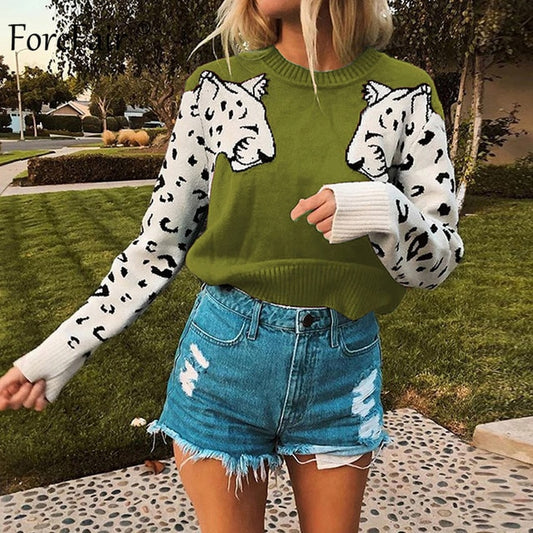 Maglioncino a manica lunga con tigri sulle braccia