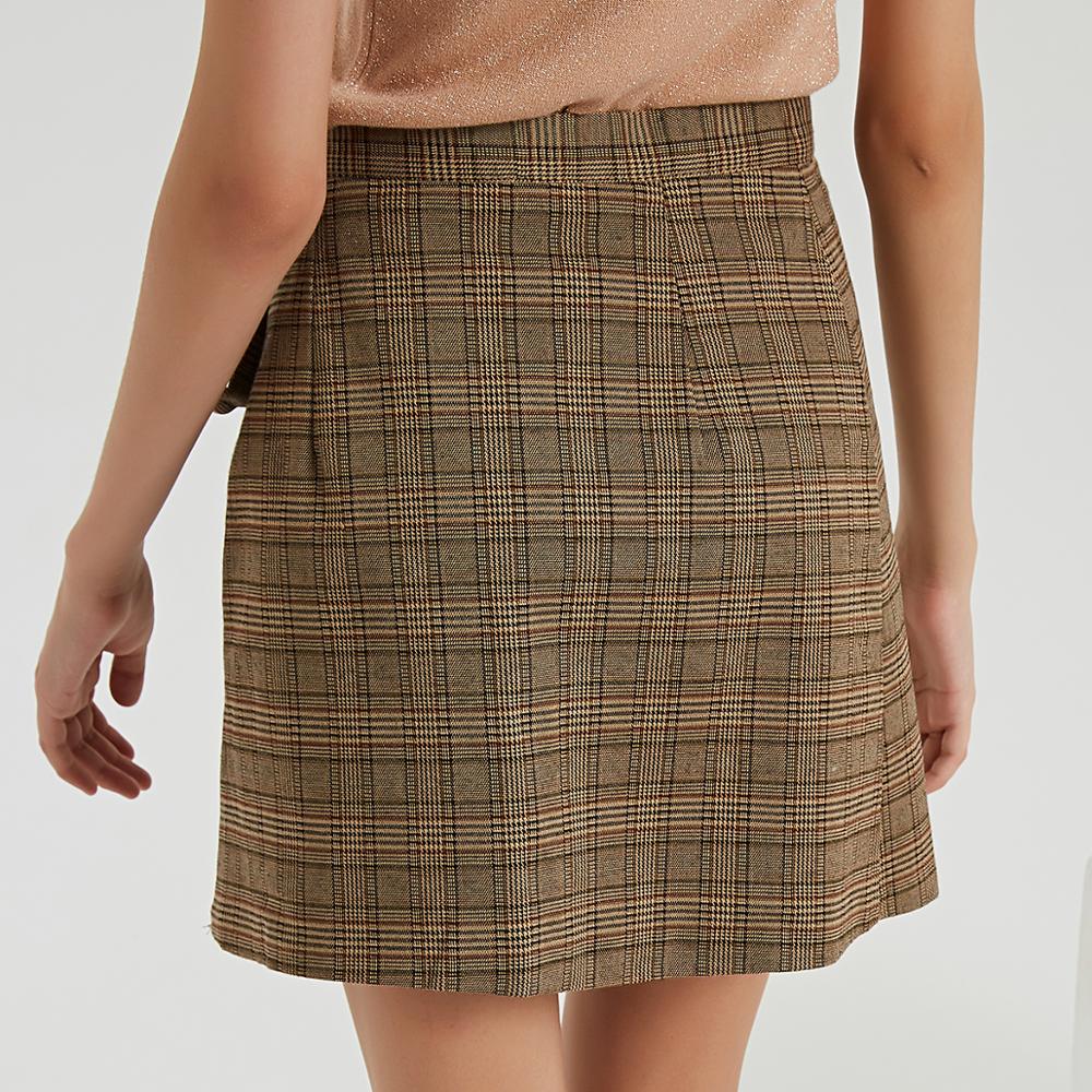 Gonna scozzese con bottoni e fiocco frontale