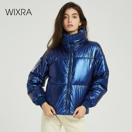 Bomber lucido con copertura al collo alta