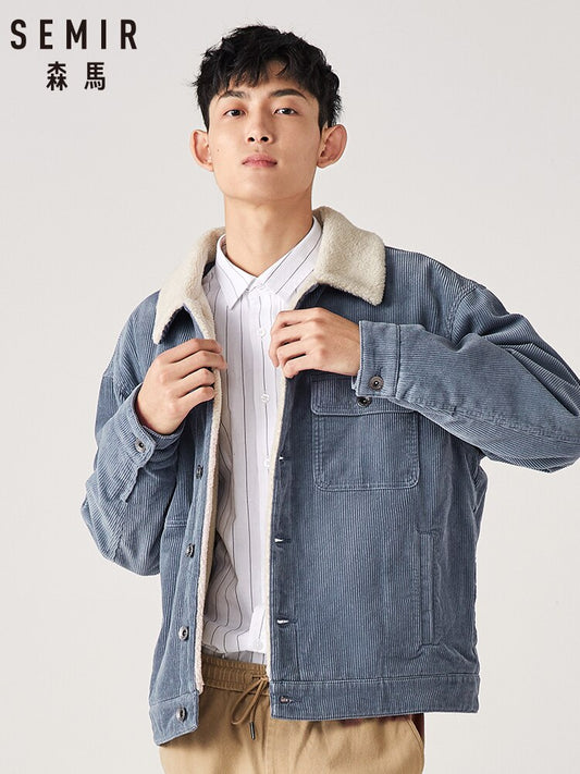 Giacca in corduroy con tasca sul petto