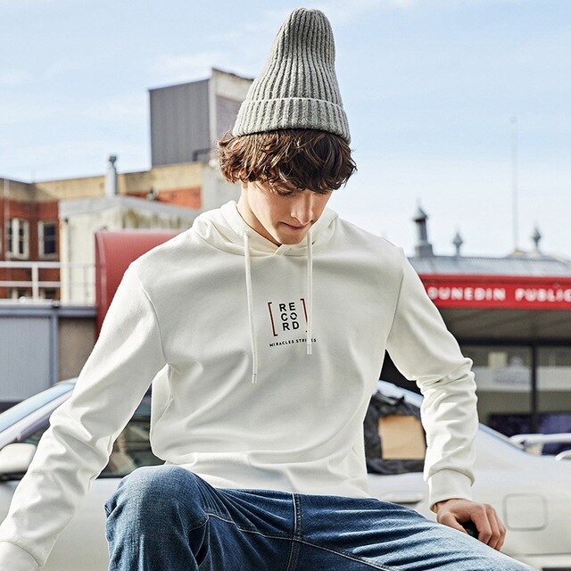 Felpa con cappuccio e stampa "RECORD"