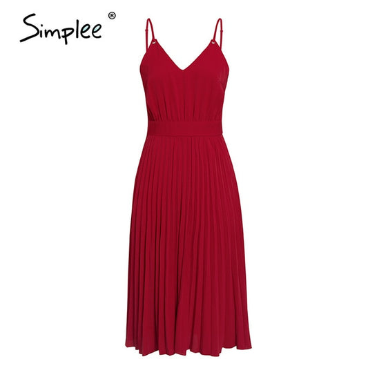 Vestito lungo con scollo a giro e gonna a pieghe