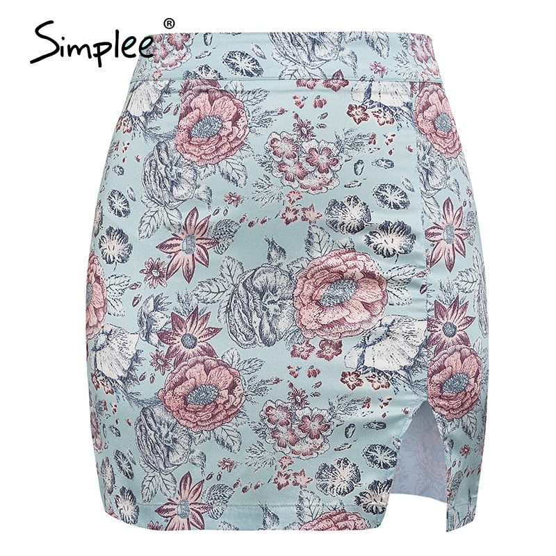 Gonna midi a stampa floreale con disegno floreale e mini spacco
