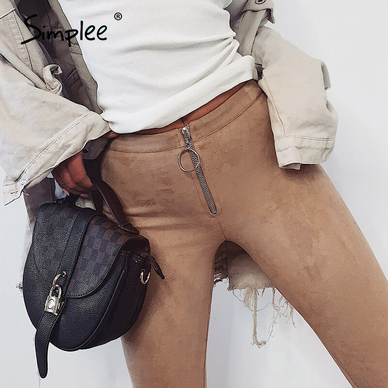 Pantalone a vita alta skinny con zip