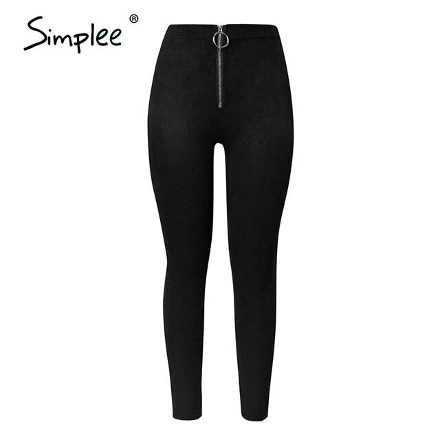 Pantalone a vita alta skinny con zip