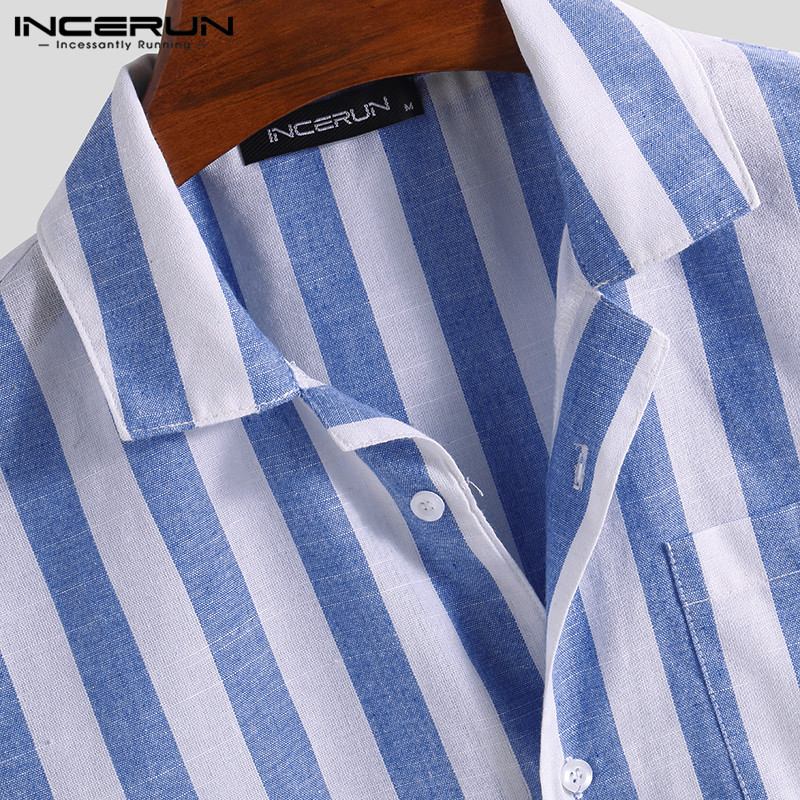 Camicia Casual a Maniche Corte con trama a Righe