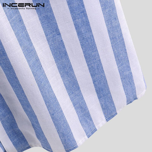 Camicia Casual a Maniche Corte con trama a Righe