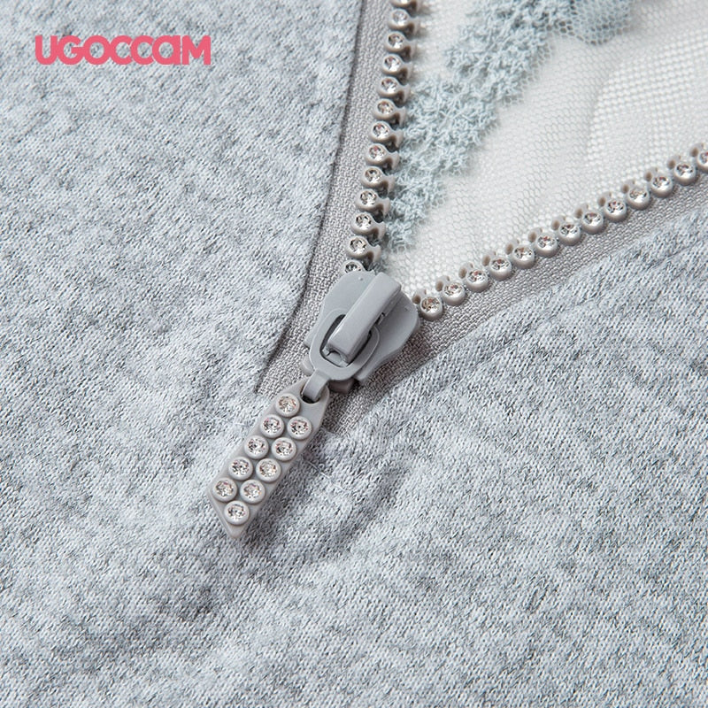 Vestito con scollatura a V in zip e schiena trasparente in pizzo