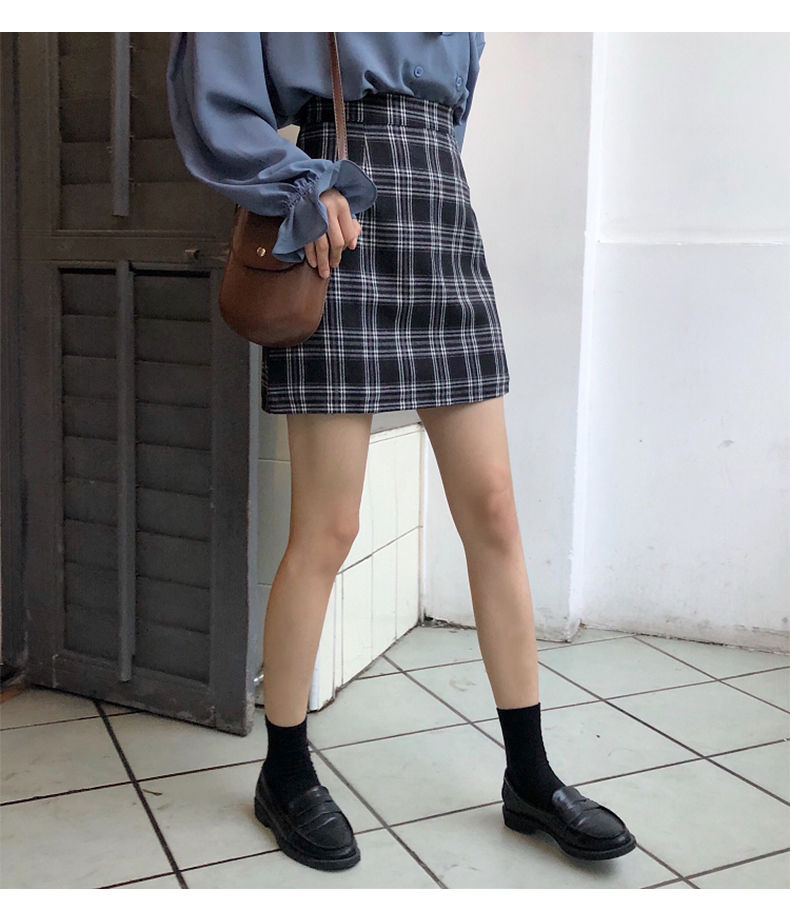 Minigonna Retro a Quadri a vita alta