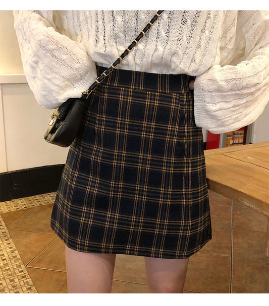 Minigonna Retro a Quadri a vita alta