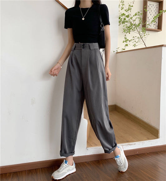 Pantalone Largo a vita alta scavigliato