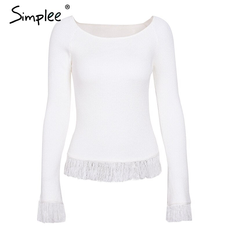 Maglia a maniche lunghe con spalle scoperte e bordi scuciti