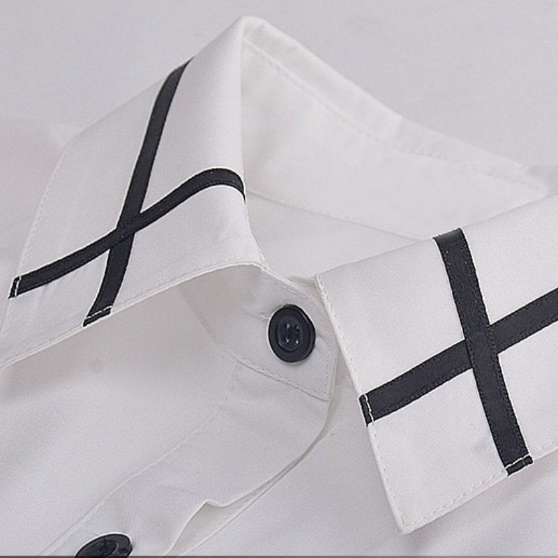 Camicetta in Chiffon bianca con dettagli e bottoni neri