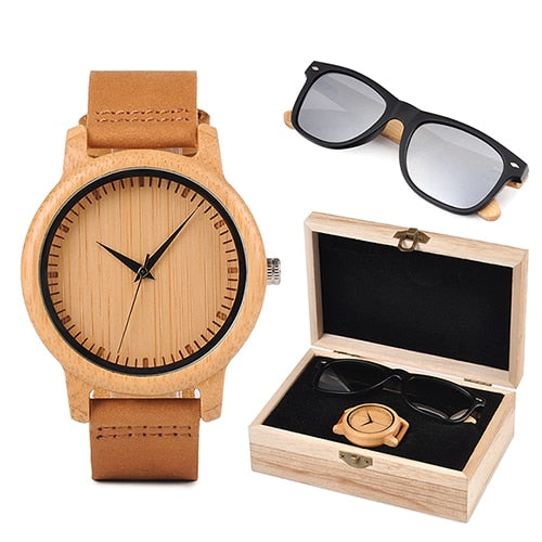 Set Regalo Orologio in legno + Occhiali da sole