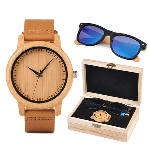 Set Regalo Orologio in legno + Occhiali da sole