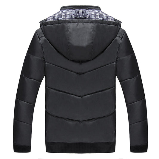 Giubbotto imbottito con cappuccio e interni a quadri