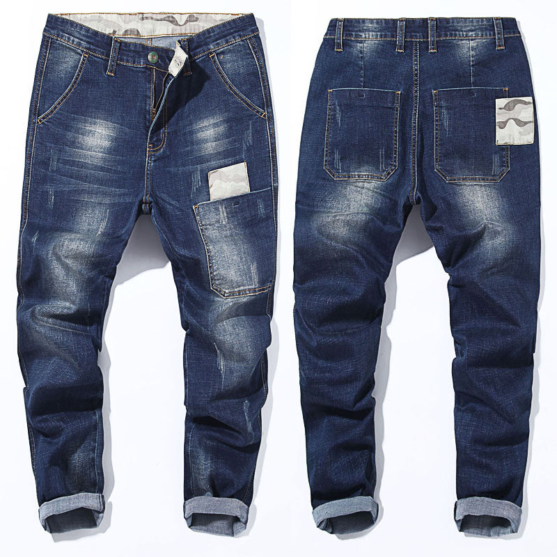 Jeans a vita bassa tasca America con tascone frontale