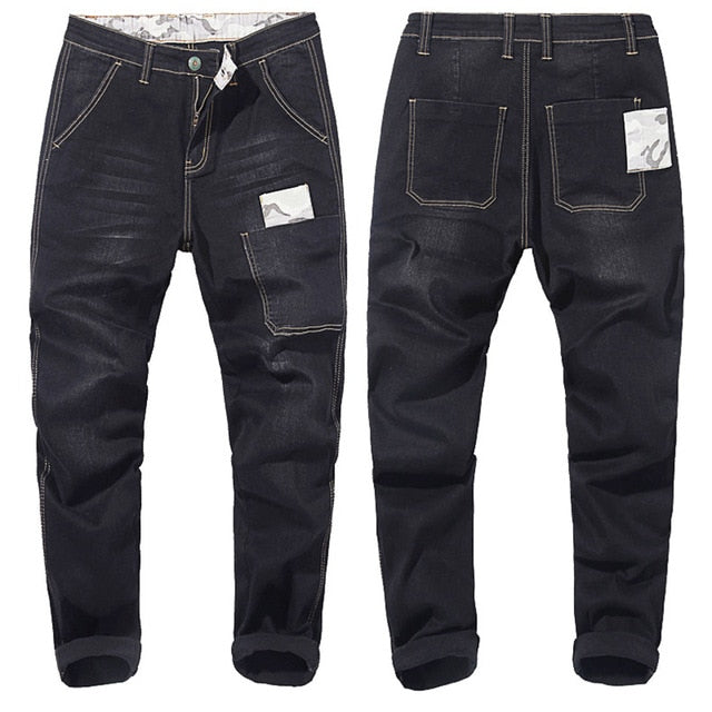 Jeans a vita bassa tasca America con tascone frontale