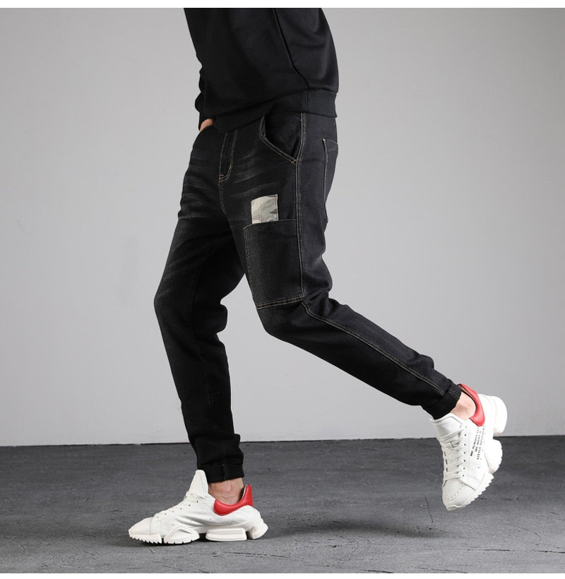 Jeans a vita bassa tasca America con tascone frontale