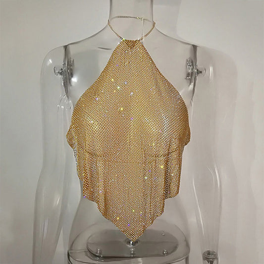 Top elegante con spalle scoperte a rombo