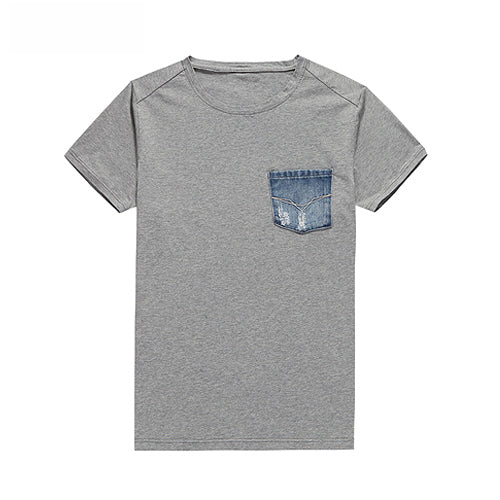 T-Shirt a mezza manica con taschino sul petto in jeans